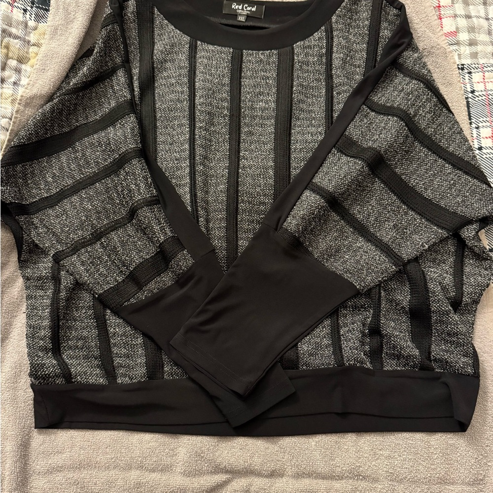 Black and Gray Striped Women's Sweater